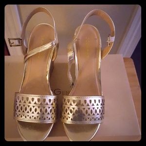 Gold Metallic Wedge Sandals